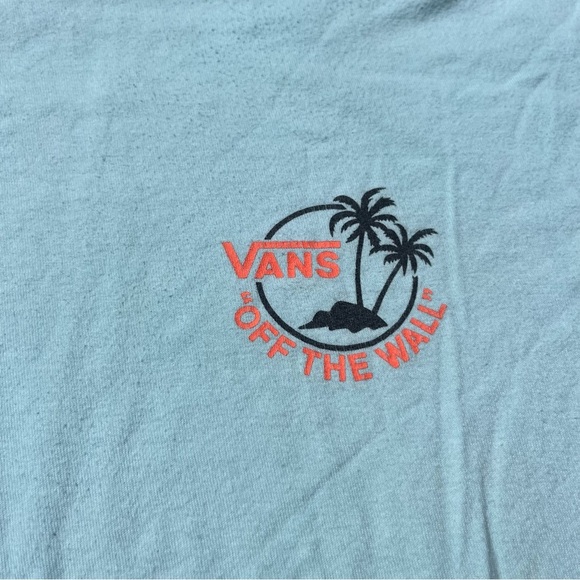 Vans Teal Blue Medium Graphic Print Short Palm Tree Skater Surf Visco Loose Fit - Picture 3 of 8